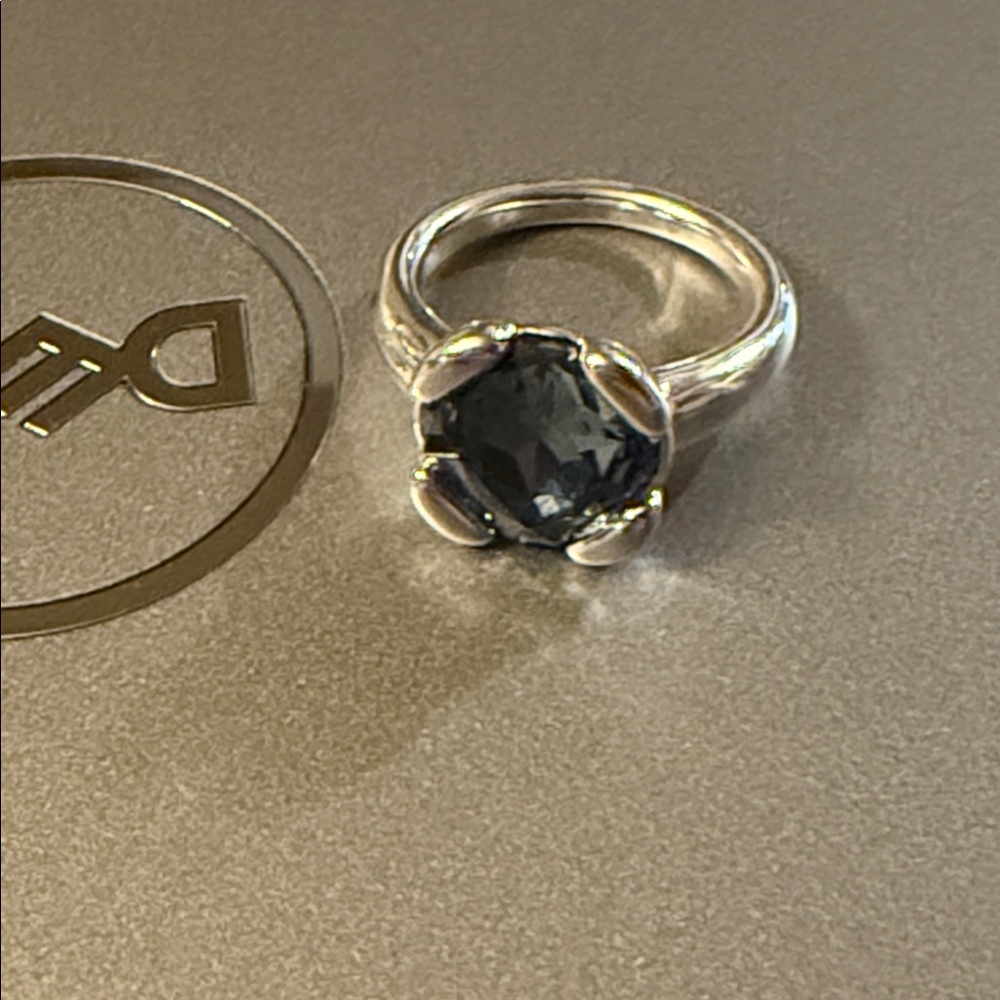 Sterling silver-plated ring with blue crystal - Picture 8 of 9